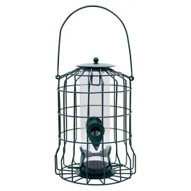 Fresh Fab Finds Outdoor Wild Bird Feeder Squirrel-Proof Chew-Proof Metal Hanging Seed Feeder with 4 Feeding Ports for Small Songbirds