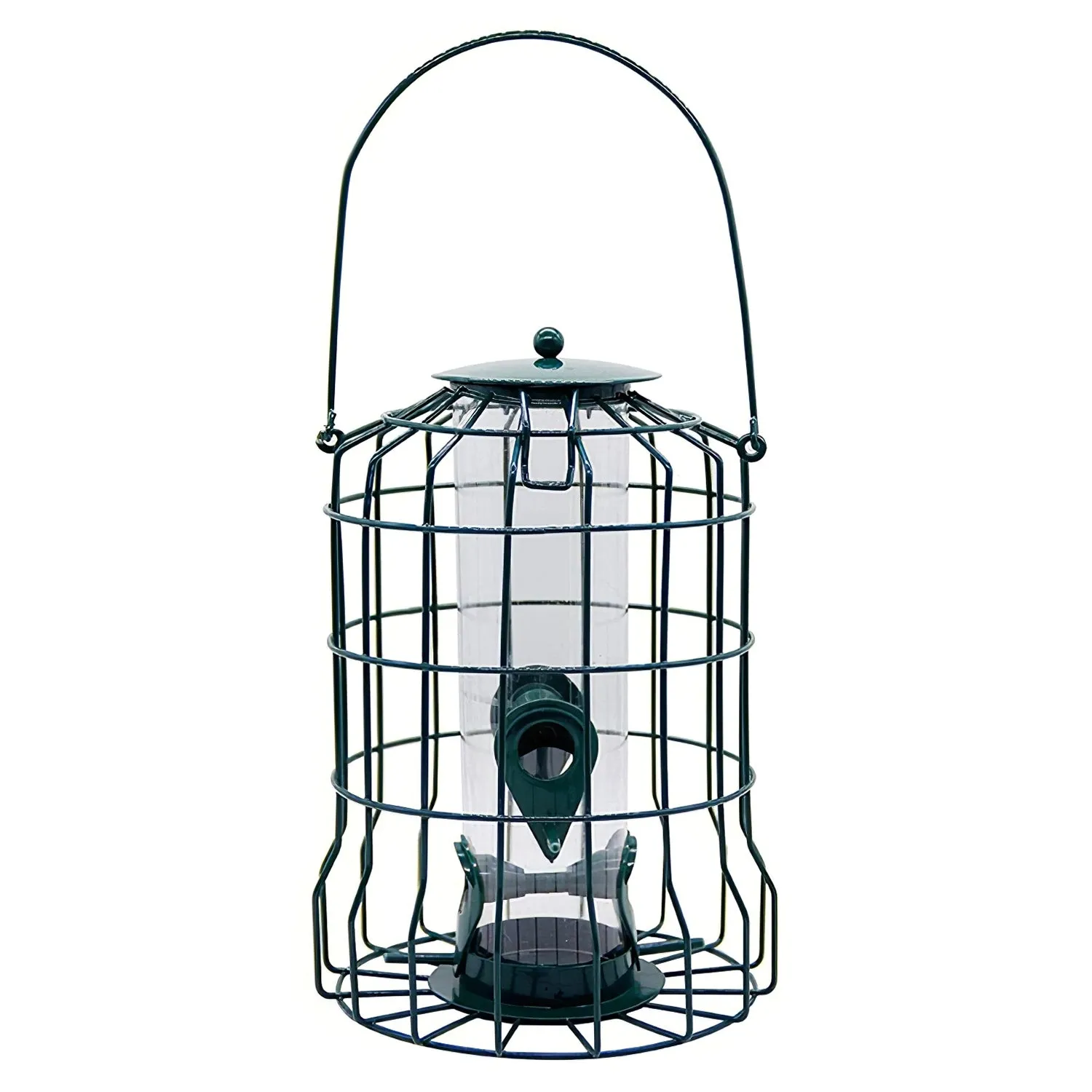 Fresh Fab Finds Outdoor Wild Bird Feeder Squirrel-Proof Chew-Proof Metal Hanging Seed Feeder with 4 Feeding Ports for Small Songbirds