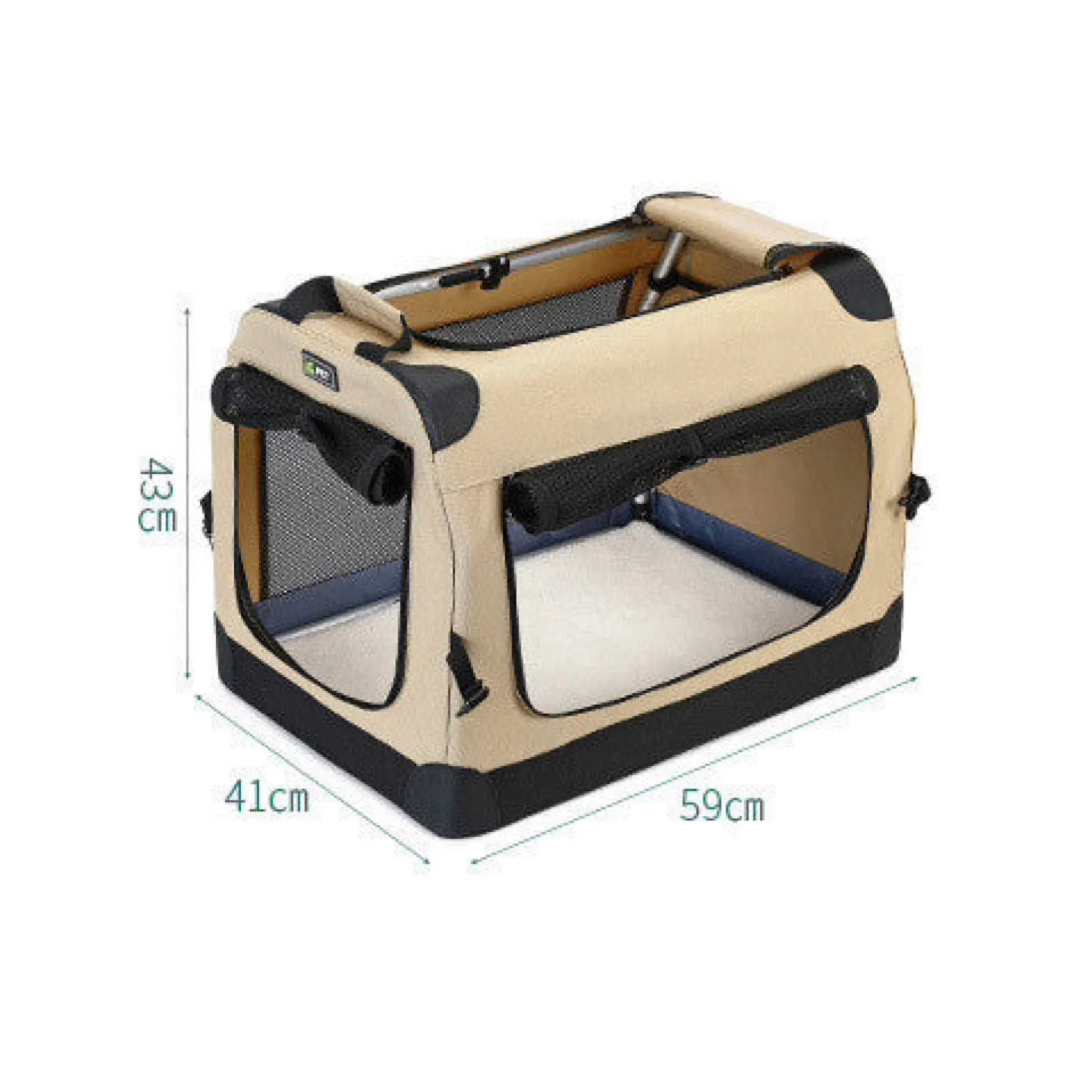 Furry Adventures Camp Style Large Capacity Folding Out Portable Pet Bag Suitcase with Windows Color Beige, Blue, Grey