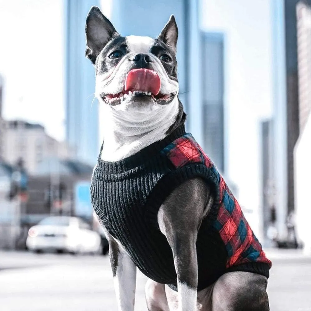 Gooby Fashion Vest Check Dog Jacket - Green Check, Medium - Warm Zip Up Bomber Vest Dual D Ring Leash - Winter Water Resistant Small Dog Sweater