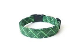 Green Plaid Dog Collar