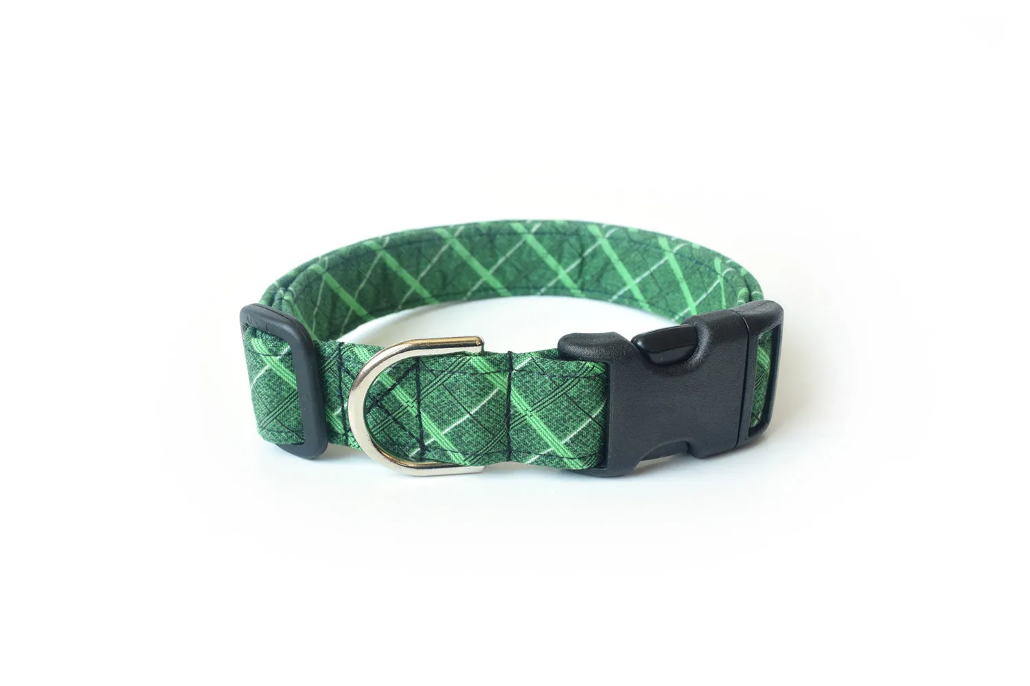 Green Plaid Dog Collar