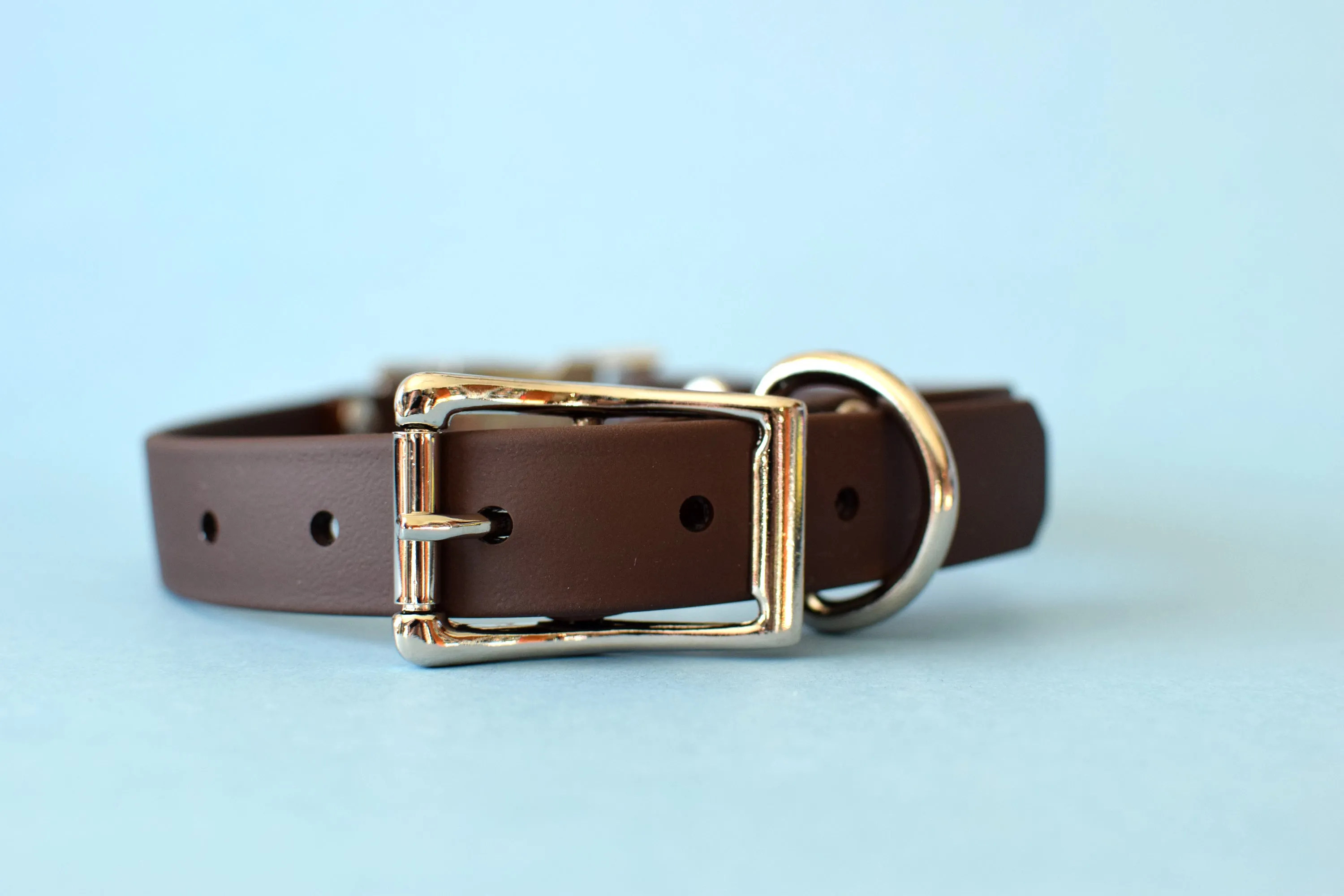 HARDWARE RETIREMENT SALE - Chocolate & Nickel Biothane Dog Collar