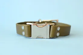 HARDWARE RETIREMENT SALE - Olive & Nickel Biothane Dog Collar