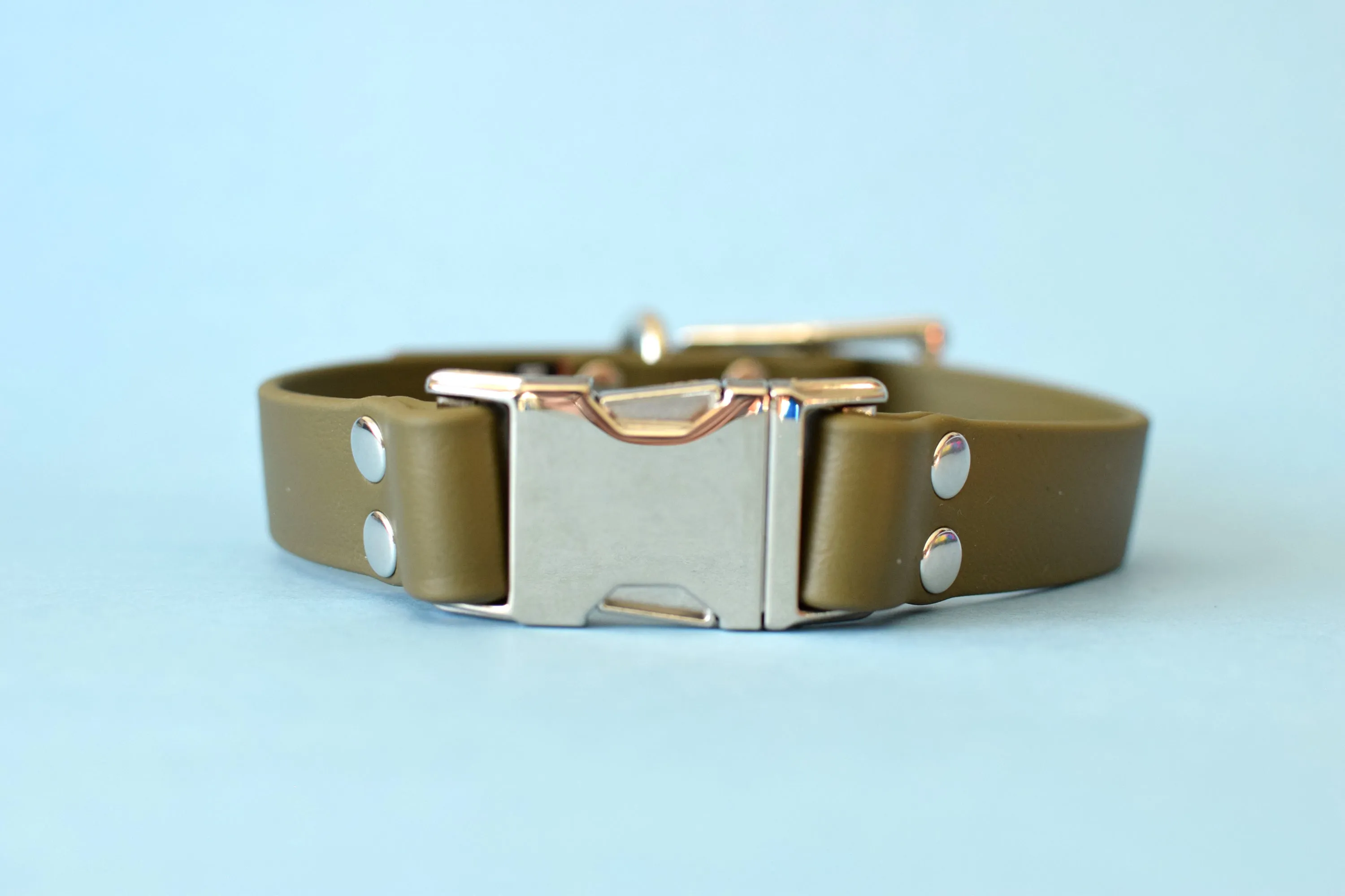 HARDWARE RETIREMENT SALE - Olive & Nickel Biothane Dog Collar