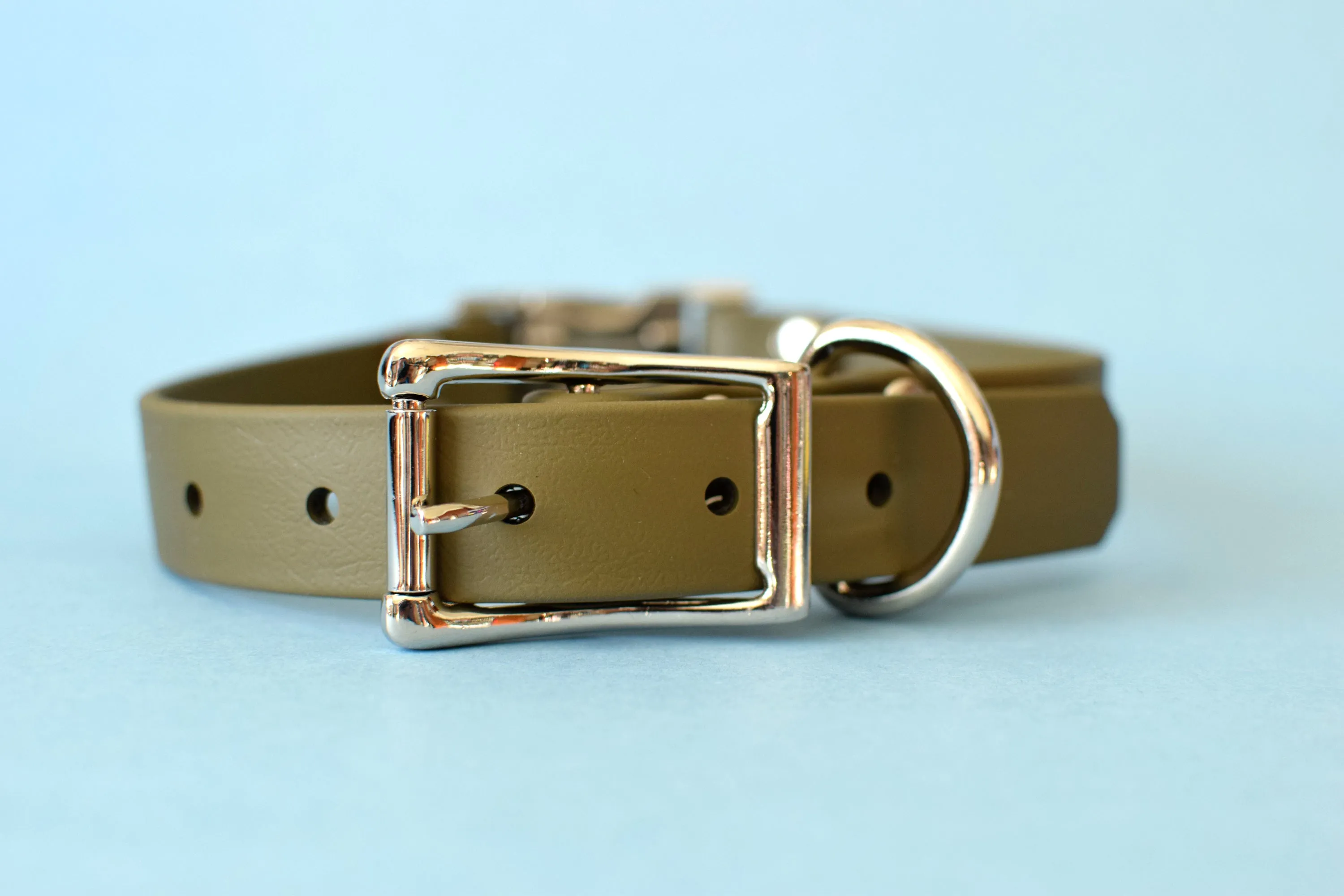HARDWARE RETIREMENT SALE - Olive & Nickel Biothane Dog Collar
