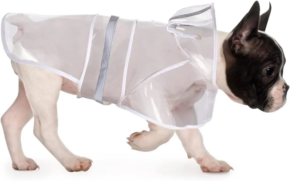 HDE Dog Raincoat Hooded Slicker Poncho for Small to X-Large Dogs and Puppies Clear - M