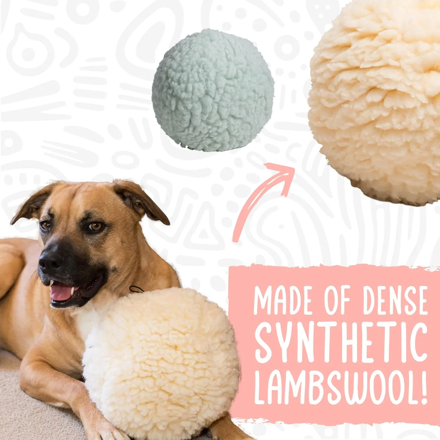 HuggleHounds Dog Toy For Aggressive Chewers - Fleece Ball Plush Dog Toy For Large Dog - Soft Yet Durable Stuffed Dog Balls - Best Squeaky Puppy Toy For All Breeds | Fluffy Hugglefleece Chew Toy, Large