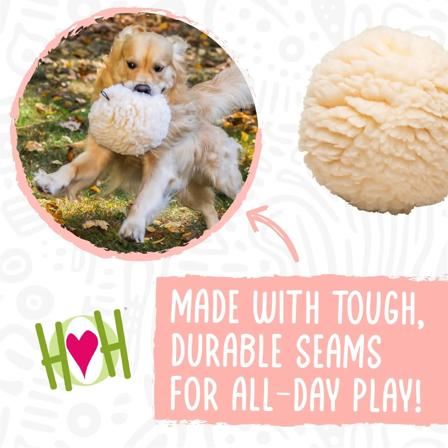 HuggleHounds Dog Toy For Aggressive Chewers - Fleece Ball Plush Dog Toy For Large Dog - Soft Yet Durable Stuffed Dog Balls - Best Squeaky Puppy Toy For All Breeds | Fluffy Hugglefleece Chew Toy, Large