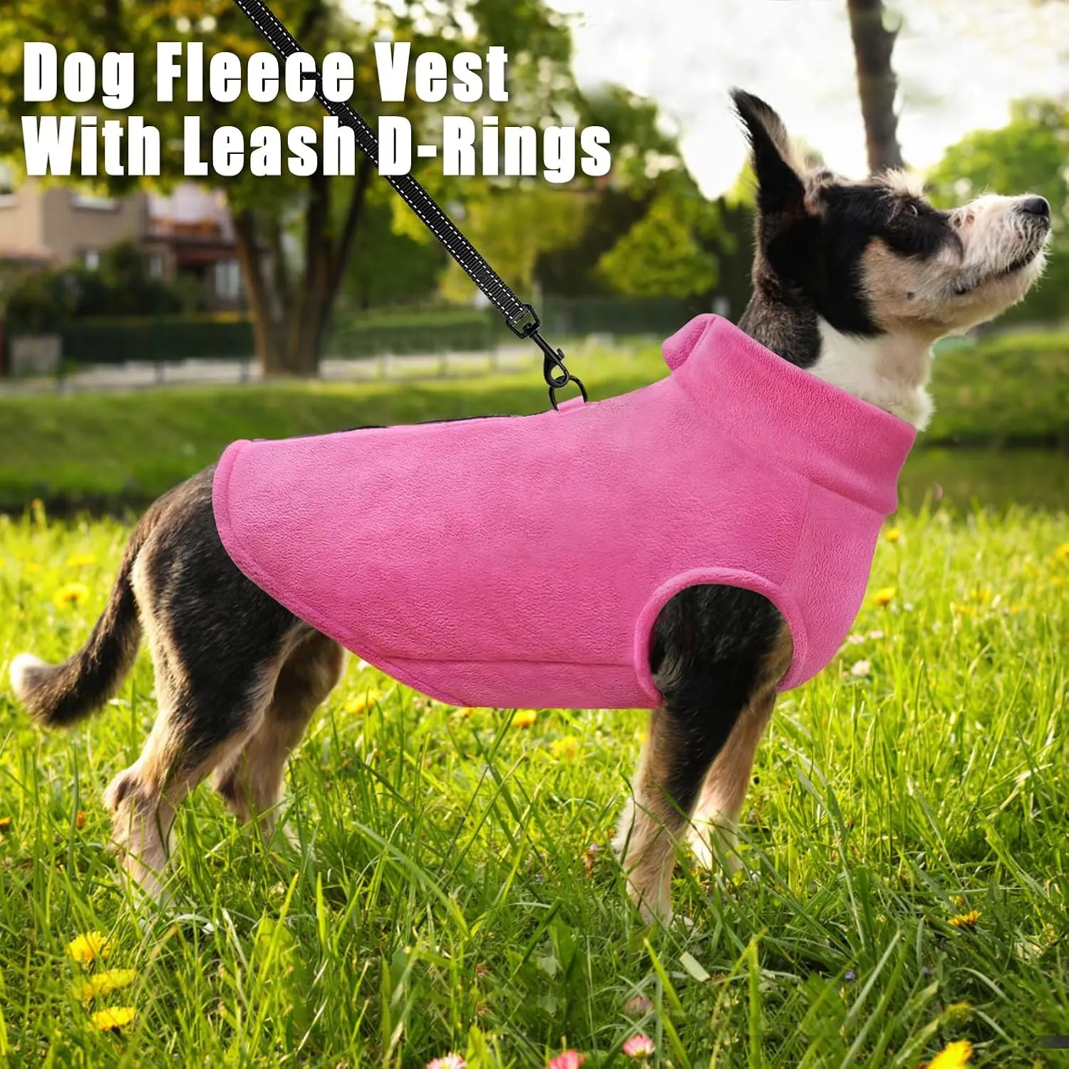 Idepet Dog Fleece Vest Sweater Zip Up Warm Pullover Dogs Jacket with D-Ring Leash Winter Cold Weater Coat Pet Sweatershirt Clothes Hoodie for Small Medium Dogs Boy Girl (Rose Red, XXS)