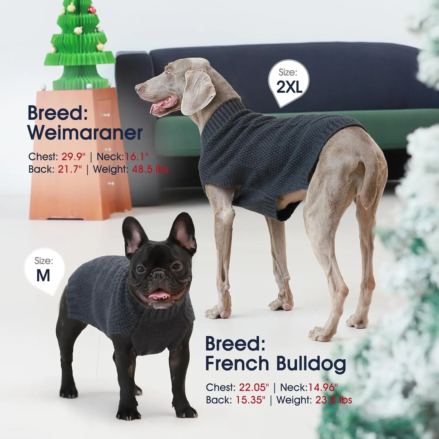 IECOii Dog Sweaters for Large Dogs,XXL Dog Sweater Warm Pullover Vest for Winter,Knitted Dog Sweater Large Size Dog Sweatshirt for Extra Large Dogs boy Girl,Golden Retriever,Pitbull,DarkGrey-2XL