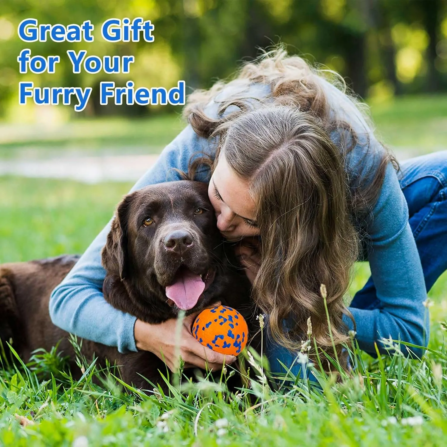 Indestructible Dog Tennis Balls for Aggressive Chewers, Indestructible Dog Balls for Fetch Game, Durable Bouncy Lightweight Floating Toys (1 Blue   1 Orange, Large (3" Diameter))