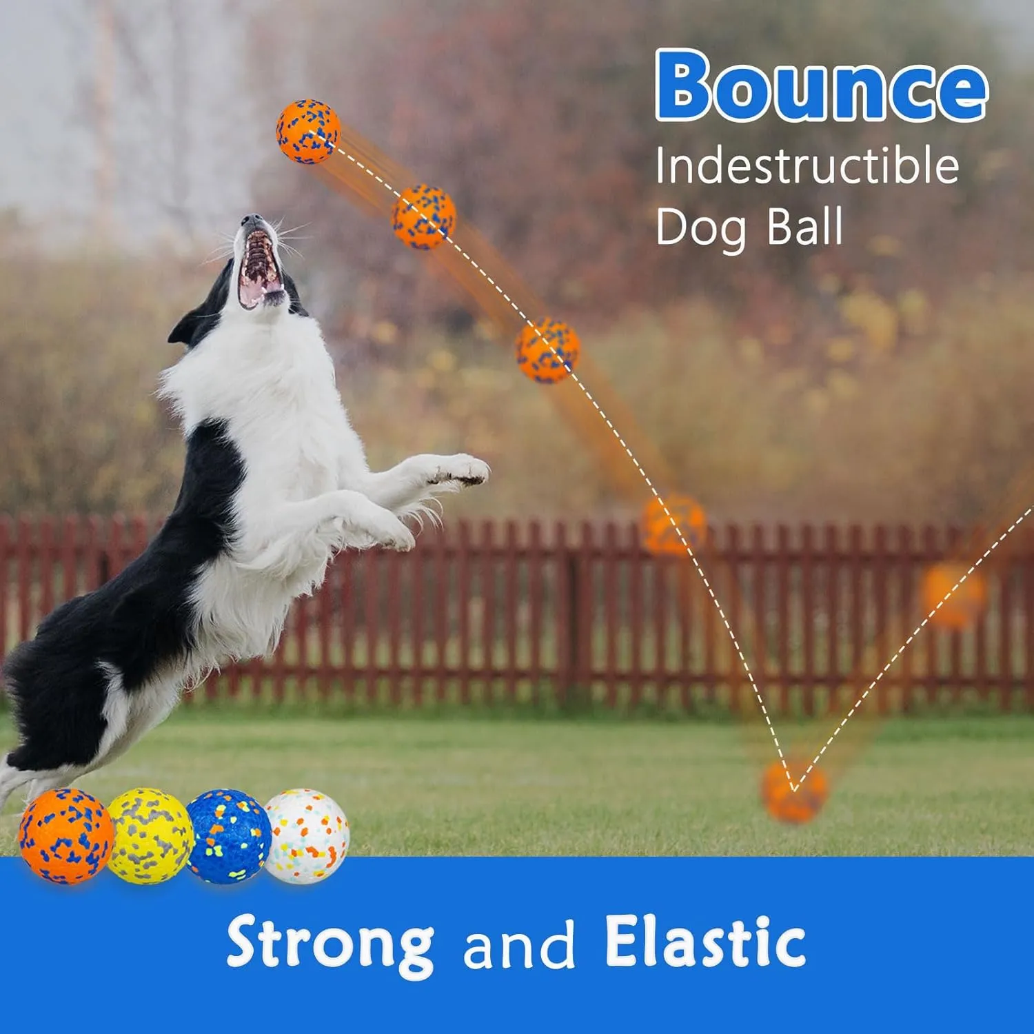 Indestructible Dog Tennis Balls for Aggressive Chewers, Indestructible Dog Balls for Fetch Game, Durable Bouncy Lightweight Floating Toys (1 Blue   1 Orange, Large (3" Diameter))