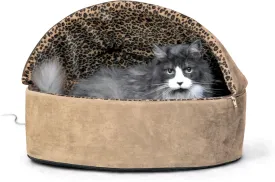 K&H Pet Products Thermo-Kitty Bed Deluxe Indoor Heated Cat Bed Tan/Leopard Large 20 Inches