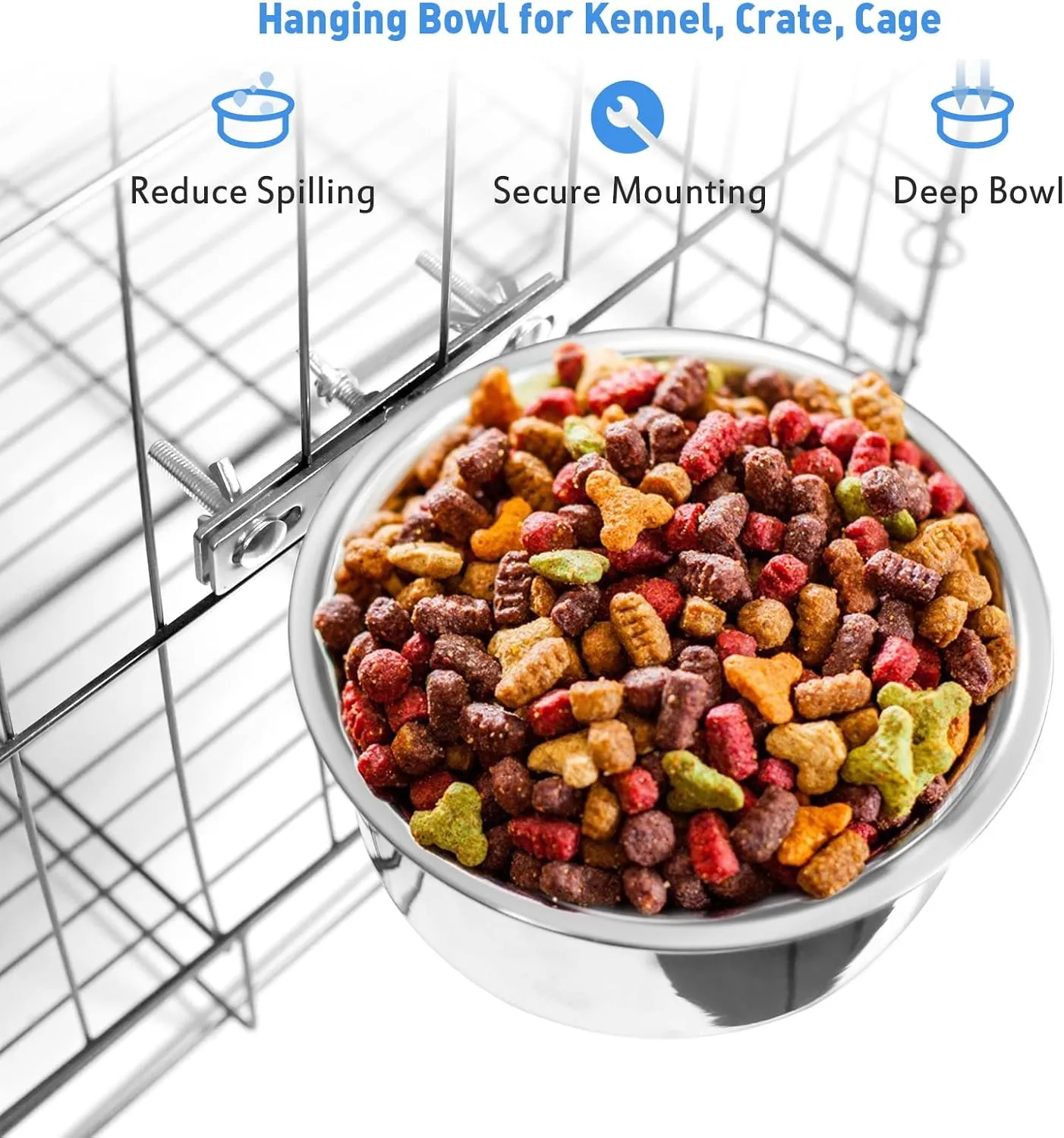 Kennel Water Bowl, 2 Packs No Spill Hanging Cage Crate Bowl for Cat, Small Dog Feeder