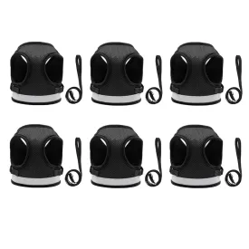 Kuber Industries Reflective Dog Harness with Adjustable Leash|Breathable Polyester Mesh Fabric |Small Size|HT-844|Comfortable No-Pull Grip|Quick Release Buckles|Easy On-Off Harness|Black (Pack of 6)