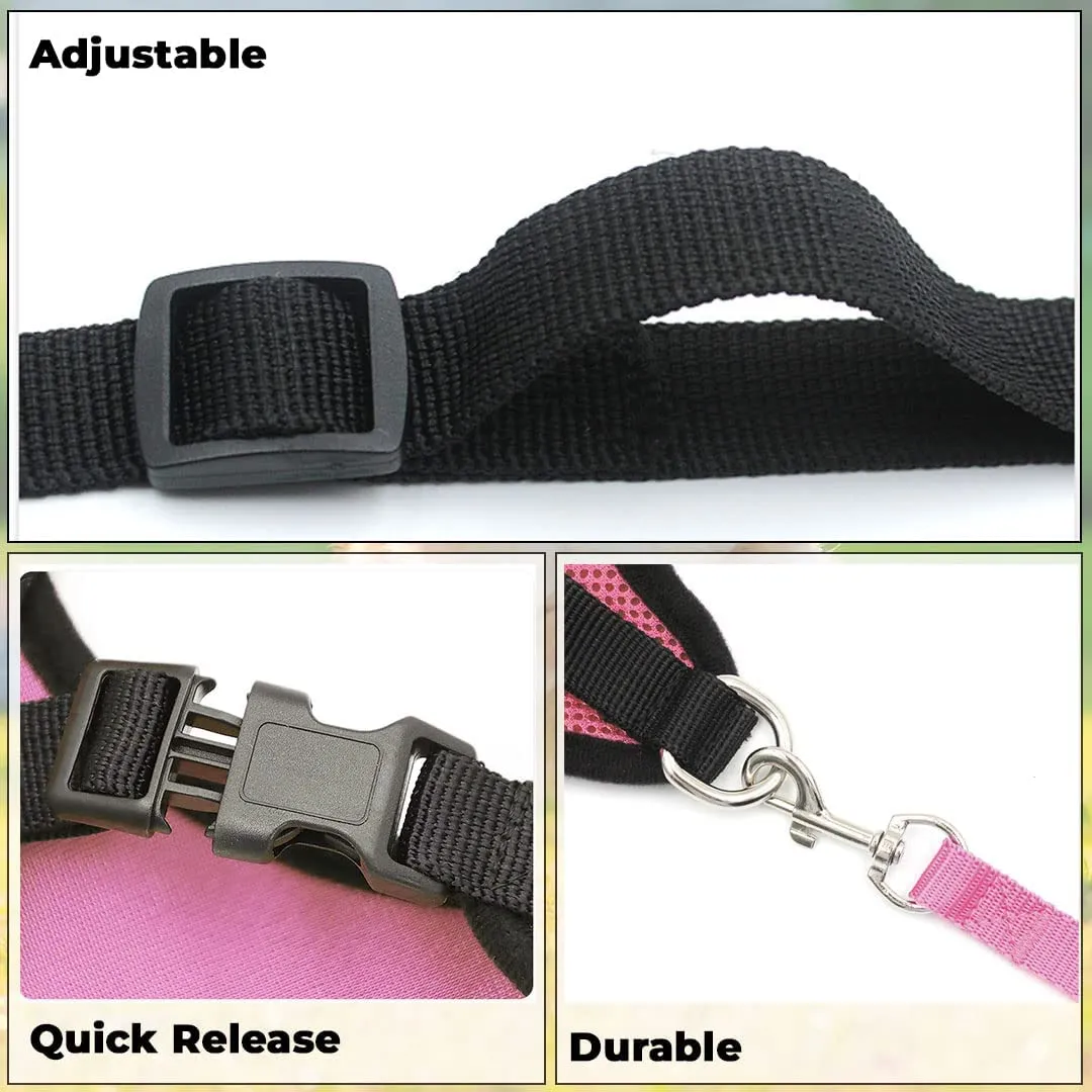 Kuber Industries Reflective Dog Harness with Adjustable Leash|Breathable Polyester Mesh Fabric with Top Carry Handle|Large Size|HAT-818|Comfortable No-Pull Grip|Quick Release Buckles|Pink (Pack of 3)