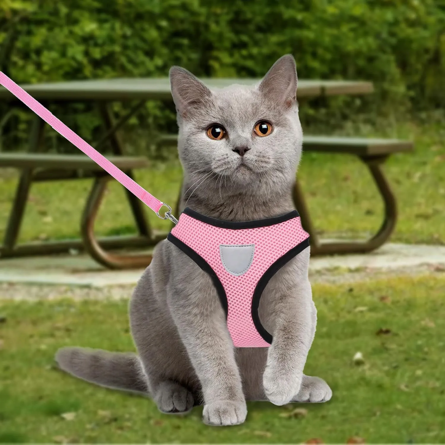 Kuber Industries Reflective Dog Harness with Adjustable Leash|Breathable Polyester Mesh Fabric with Top Carry Handle|Large Size|HAT-818|Comfortable No-Pull Grip|Quick Release Buckles|Pink (Pack of 3)