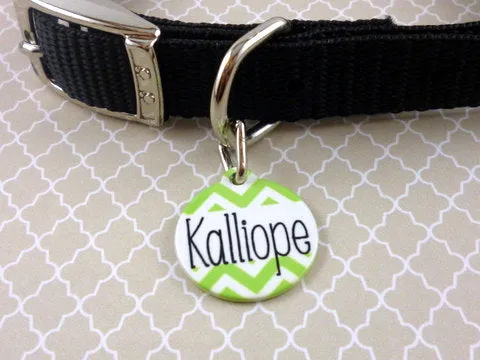 Lime Chevron Pet tag