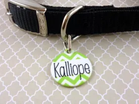Lime Chevron Pet tag