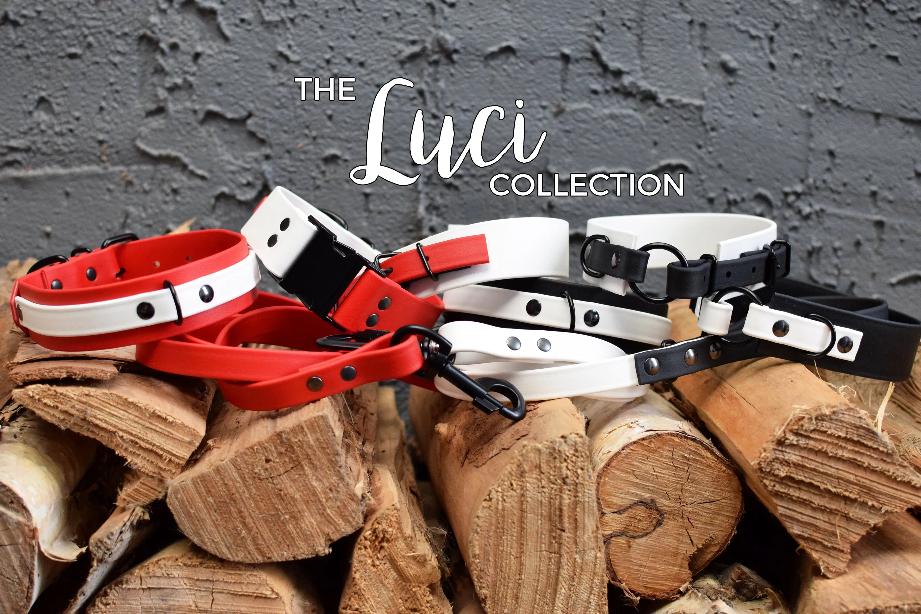 LUCI COLLECTION - Red & White Biothane Dog Collar