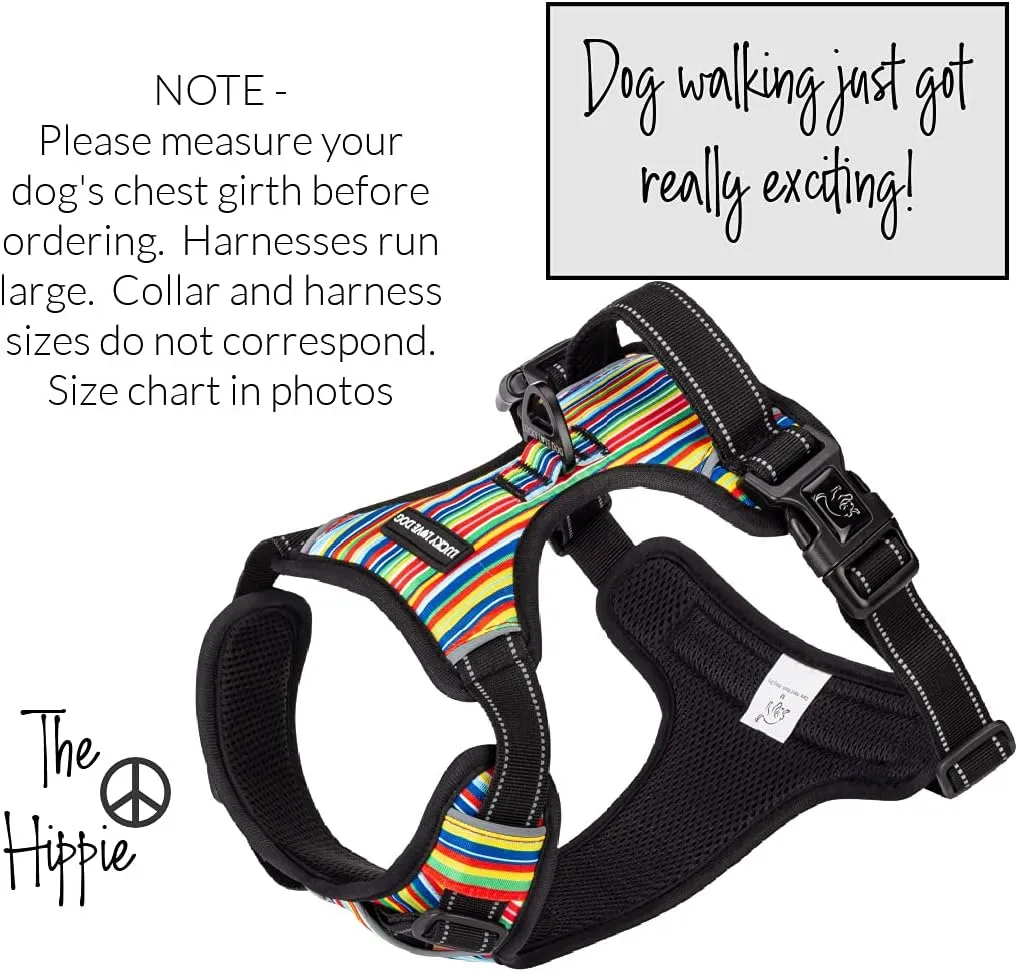 Lucky Love Dog Harness, Easy to Walk, No Pull Dog Harness, Adjustable Custom Fit (Hippie, Medium)