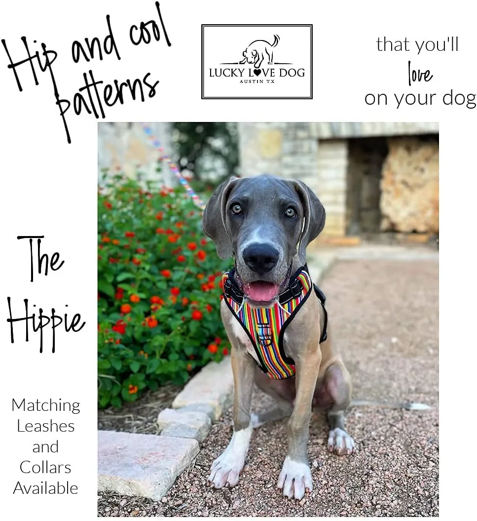 Lucky Love Dog Harness, Easy to Walk, No Pull Dog Harness, Adjustable Custom Fit (Hippie, Medium)
