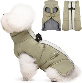 Medium Dog Coat Dog Winter Jacket,Warm Zip Up Snowsuit Dog Harness Vest Reflective Water-Resistant Dog Coat Dog Snow Jacket for Medium Dogs Jack Russell, Mini Schnauzer, Apricot
