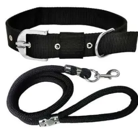 Mukundhas 3/4 inch Dog Collar & Leash Black
