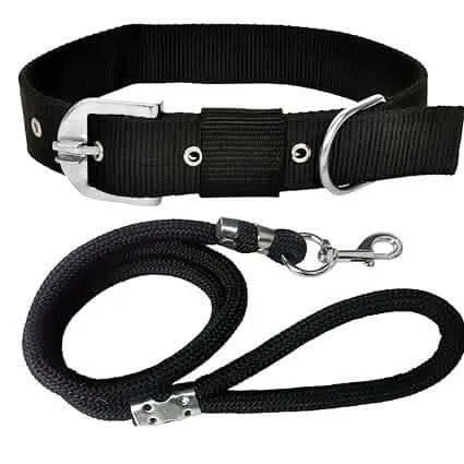 Mukundhas 3/4 inch Dog Collar & Leash Black