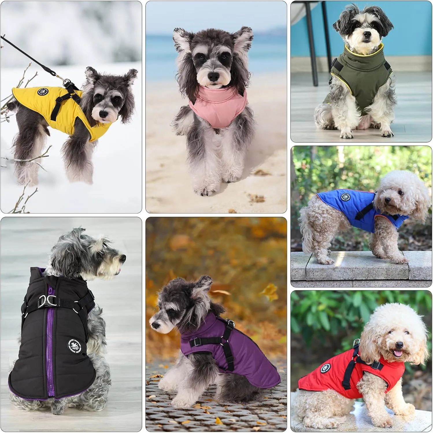 Norbi Dog Coat - Winter Jacket with Built-in Harness, Adjustable for Small to Large Dogs, Warm for Cold Weather