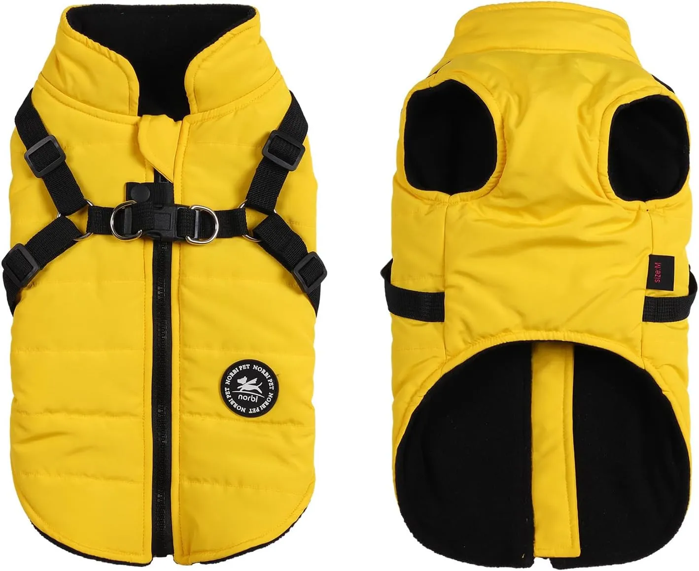 Norbi Dog Coat - Winter Jacket with Built-in Harness, Adjustable for Small to Large Dogs, Warm for Cold Weather
