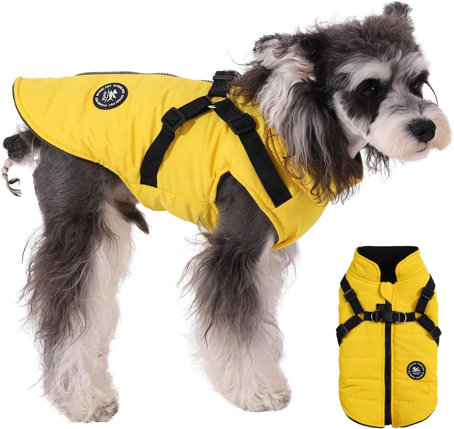 Norbi Dog Coat - Winter Jacket with Built-in Harness, Adjustable for Small to Large Dogs, Warm for Cold Weather