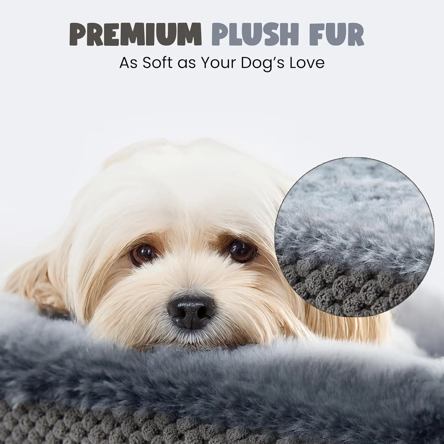 Orthopedic Dog Bed for Extra Large Dogs, Egg Crate Memory Foam Fur Sofa with Comfortable Sides, Soft and Big Dog Couch Bed with Washable Removable Cover and Non-Slip Oval Bottom, 43" Grey