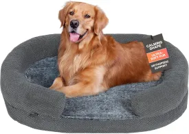 Orthopedic Dog Bed for Extra Large Dogs, Egg Crate Memory Foam Fur Sofa with Comfortable Sides, Soft and Big Dog Couch Bed with Washable Removable Cover and Non-Slip Oval Bottom, 43" Grey