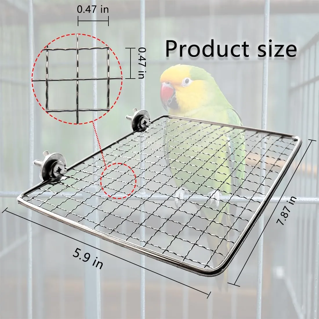 Parrot Perch Platform, Stainless Steel Bird cage Stand, Bird cage Accessories, Suitable for Birds, Parrots, Macaws, Budgies, Parakeets, Hamsters and Other Small Animals