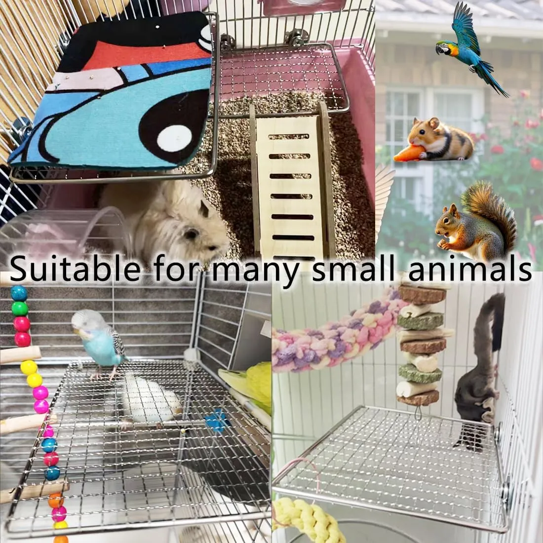Parrot Perch Platform, Stainless Steel Bird cage Stand, Bird cage Accessories, Suitable for Birds, Parrots, Macaws, Budgies, Parakeets, Hamsters and Other Small Animals
