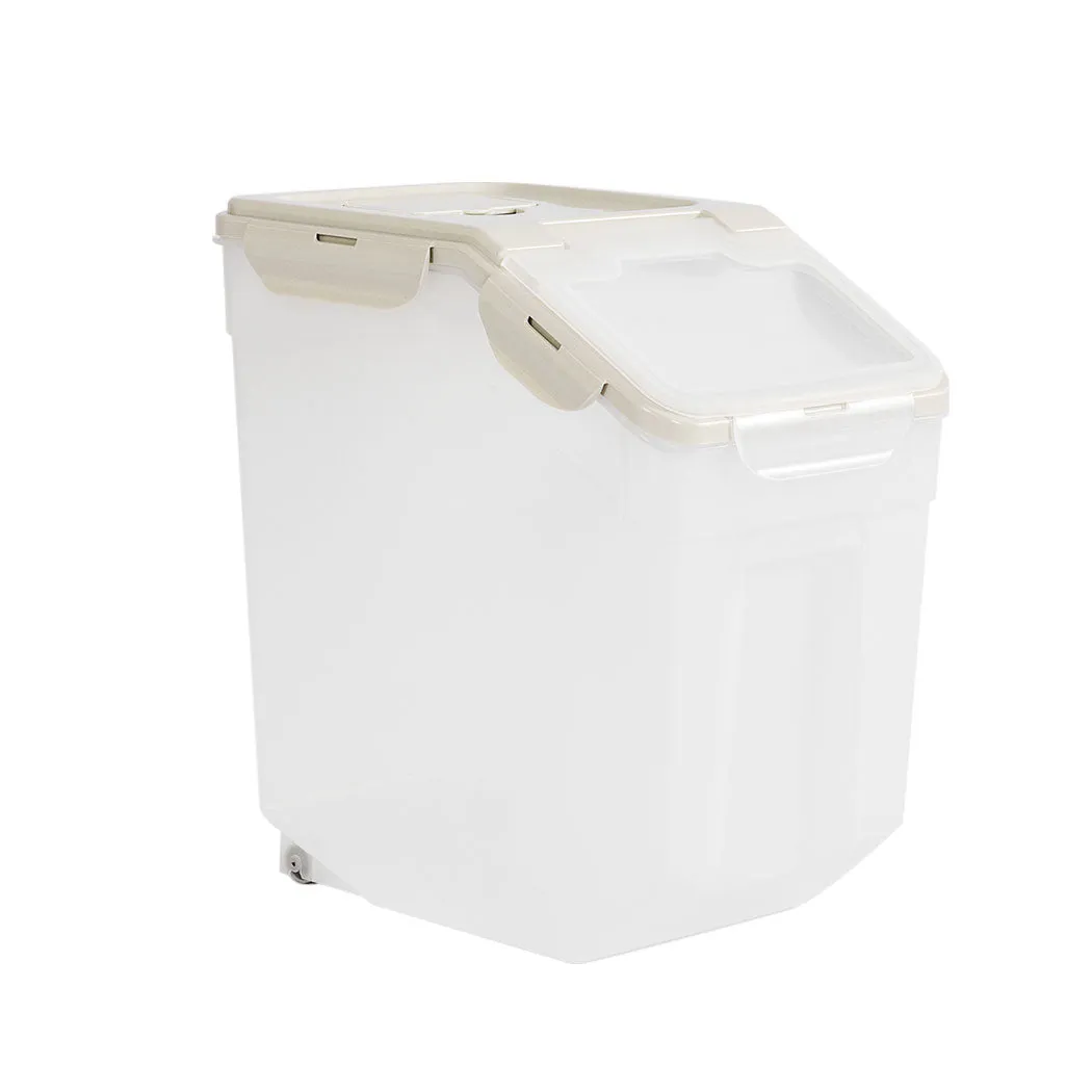 Pet Food Container Dog Cat Feeding Feeder Storage Box With Wheel 5L