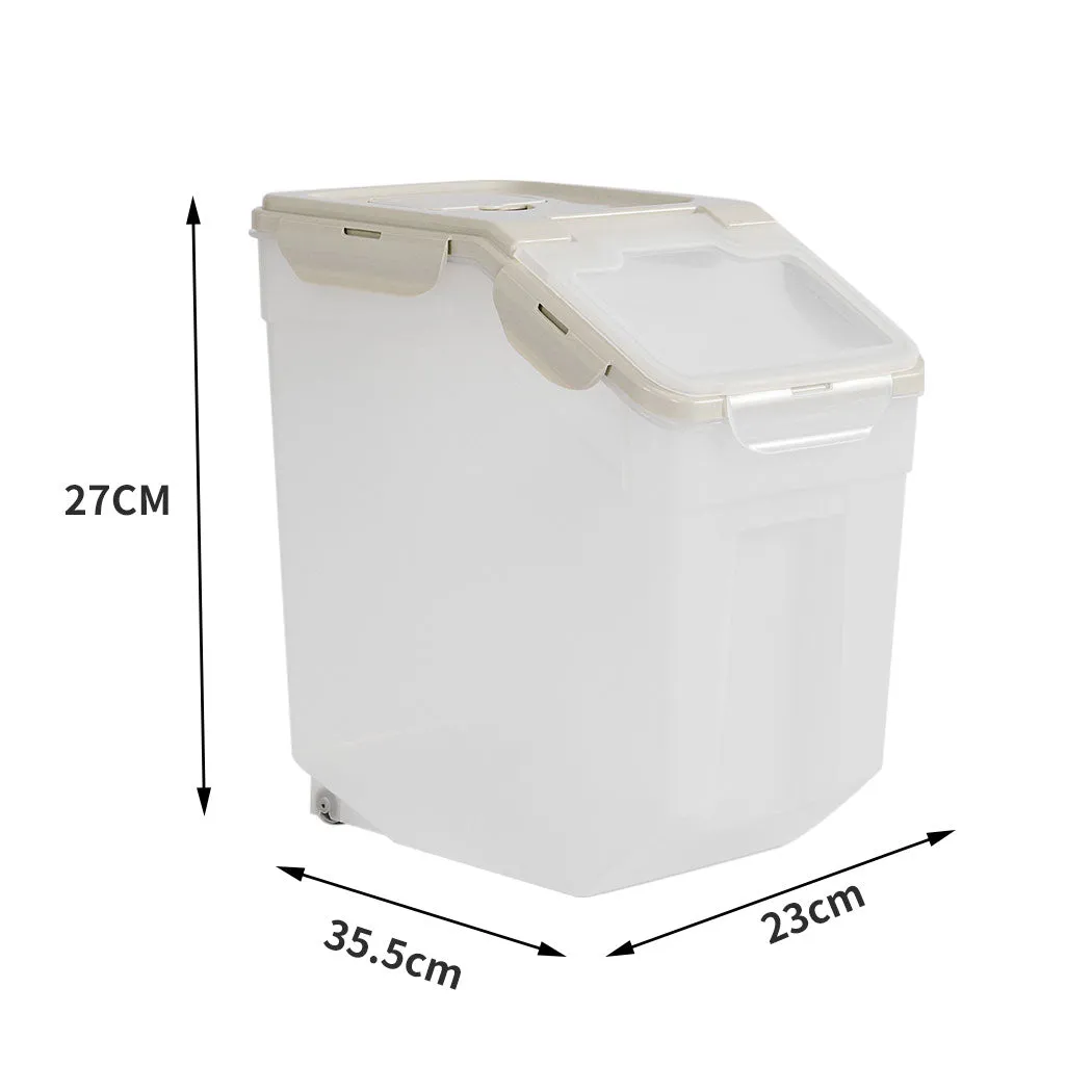 Pet Food Container Dog Cat Feeding Feeder Storage Box With Wheel 5L