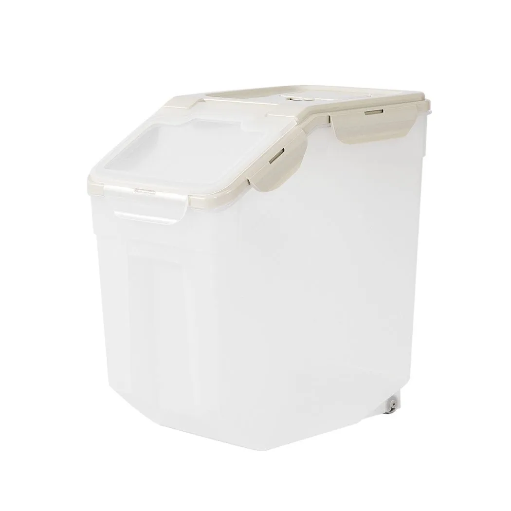 Pet Food Container Dog Cat Feeding Feeder Storage Box With Wheel 5L