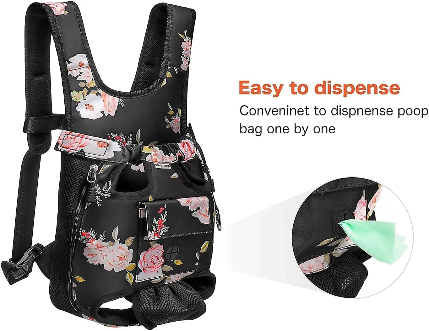 Petmolico Pet Dog Carrier Backpack, Adjustable Dog Legs-Out Front Backpack, Hands-Free Cat Pup Front Carrier Travel Bag, Easy-fit for Traveling Hiking for Small Medium Dogs, XL, Pink Rose
