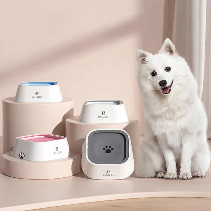 Pink Anti-Spill Floating Pet Water Bowl for Dogs and Cats - 1L Capacity, Splash-Proof and Anti-Wet Mouth Design