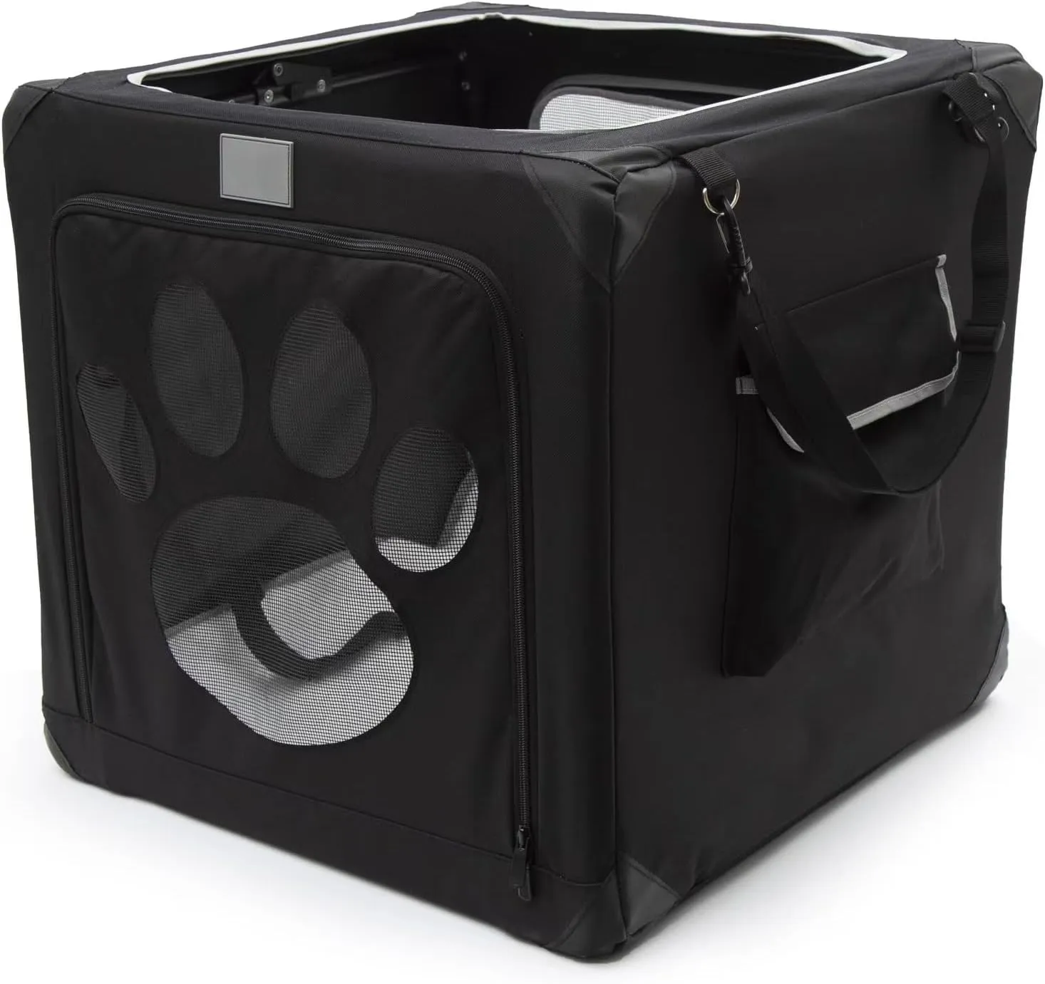 Portable Collapsible Dog Crate Travel Dog Crate for Small Medium Dogs Sturdy & Breathable Small Dog Kennel Indoor Outside Puppy Carrier for Car 3-Door Larger Cat Carrier Soft(Black)