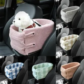 Portable Pet Dog Car Seat Central Control Armrest Travel Bed Box