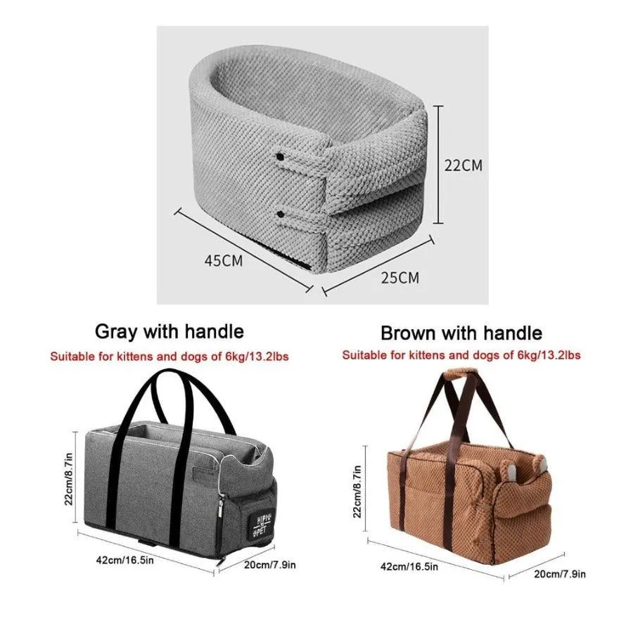 Portable Pet Dog Car Seat Central Control Armrest Travel Bed Box