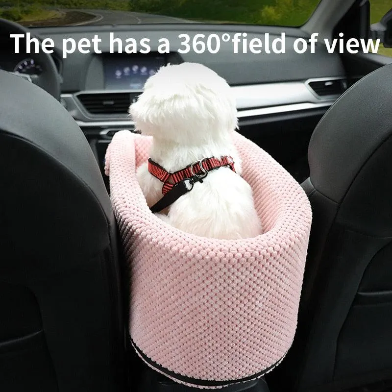 Portable Pet Dog Car Seat Central Control Armrest Travel Bed Box