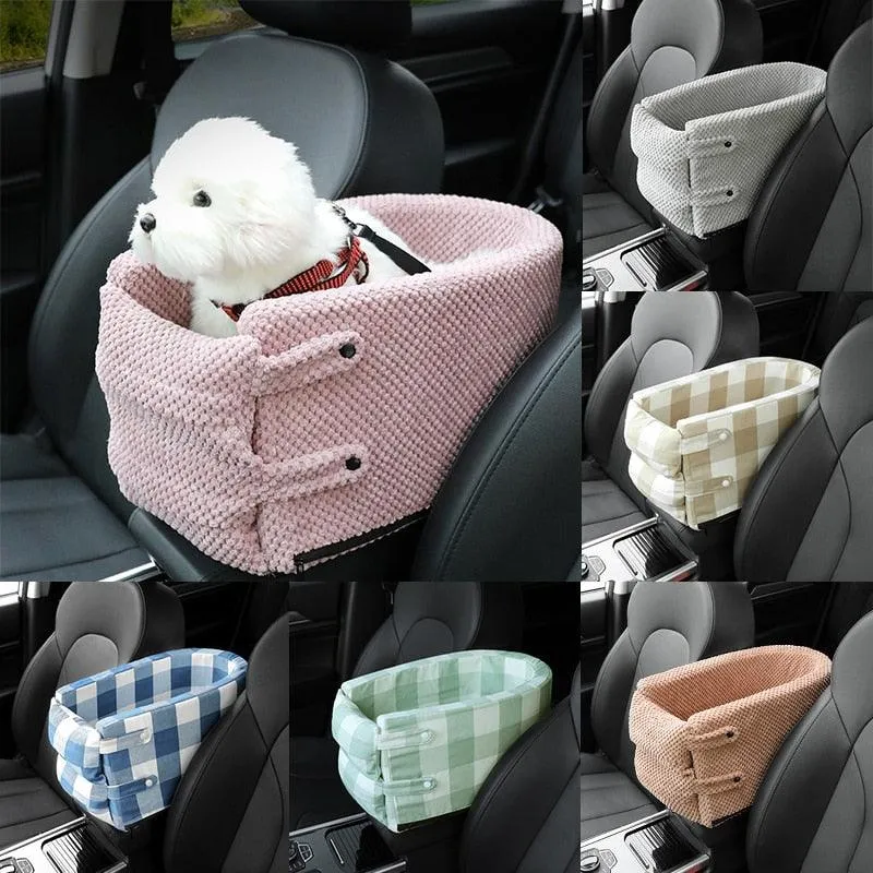 Portable Pet Dog Car Seat Central Control Armrest Travel Bed Box