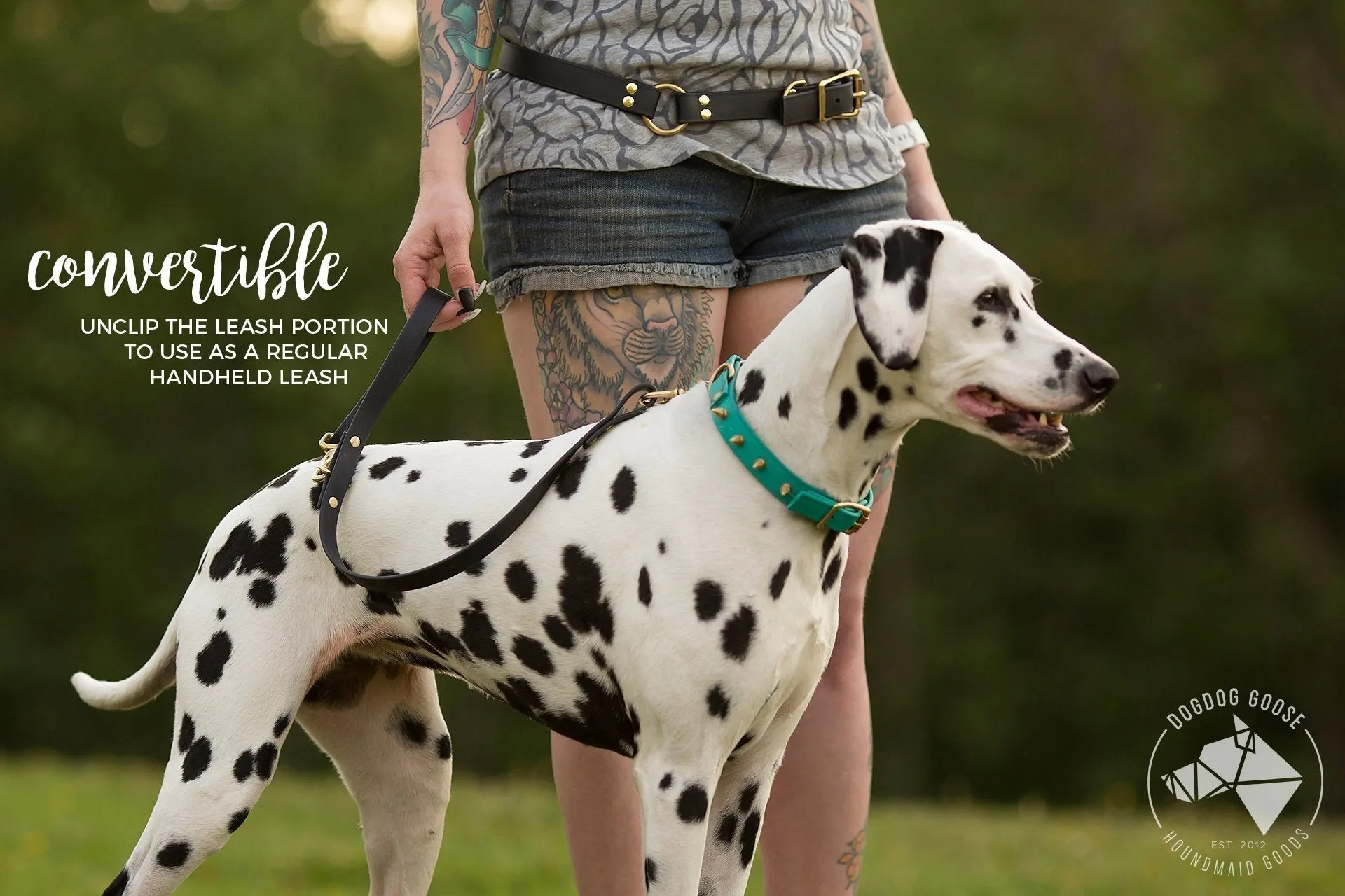 PREMADE COLLECTION - Forest & Black Convertible Biothane Hands-Free Waist Leash