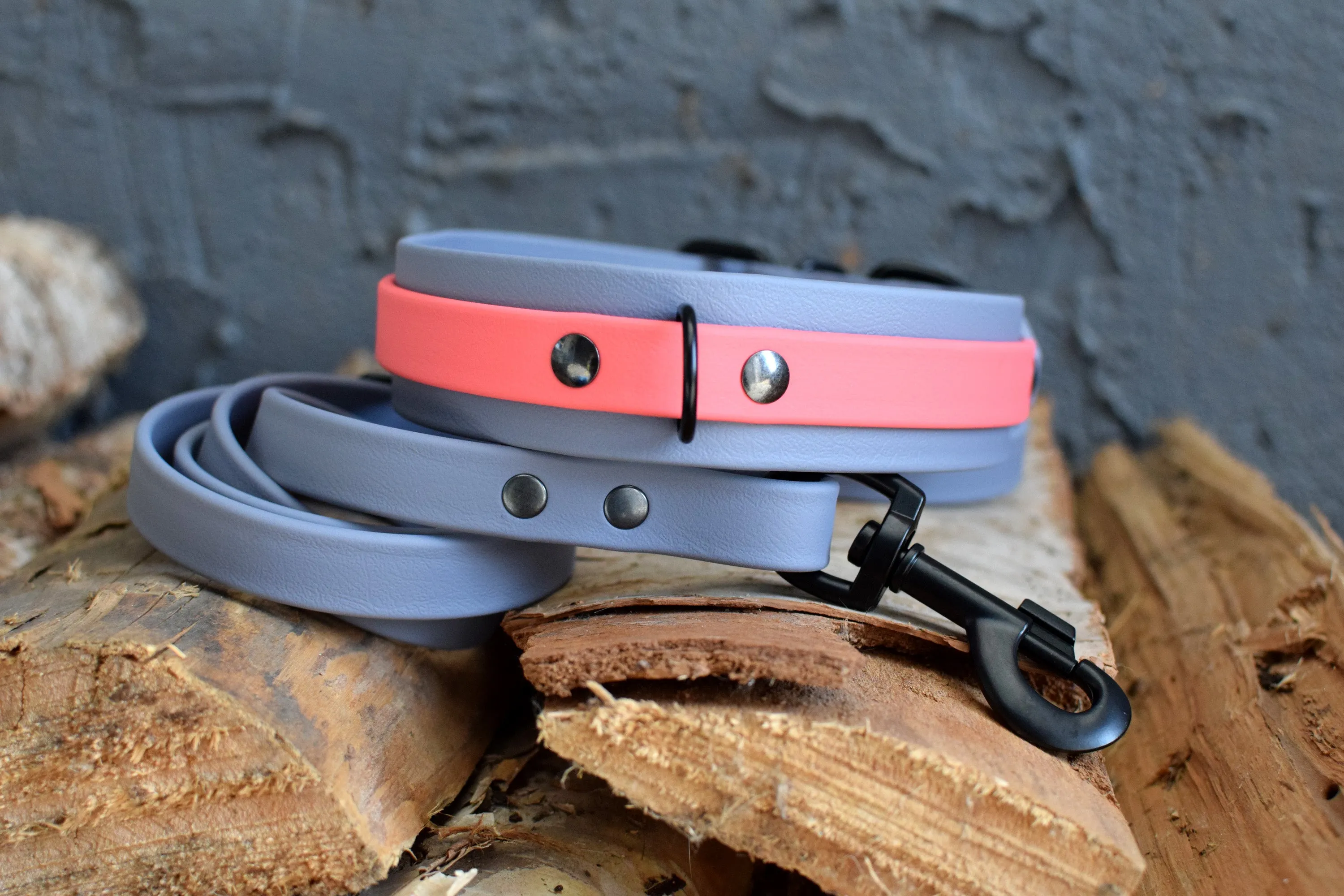 PREMADE COLLECTION - Grey & Black Biothane Dog Leash