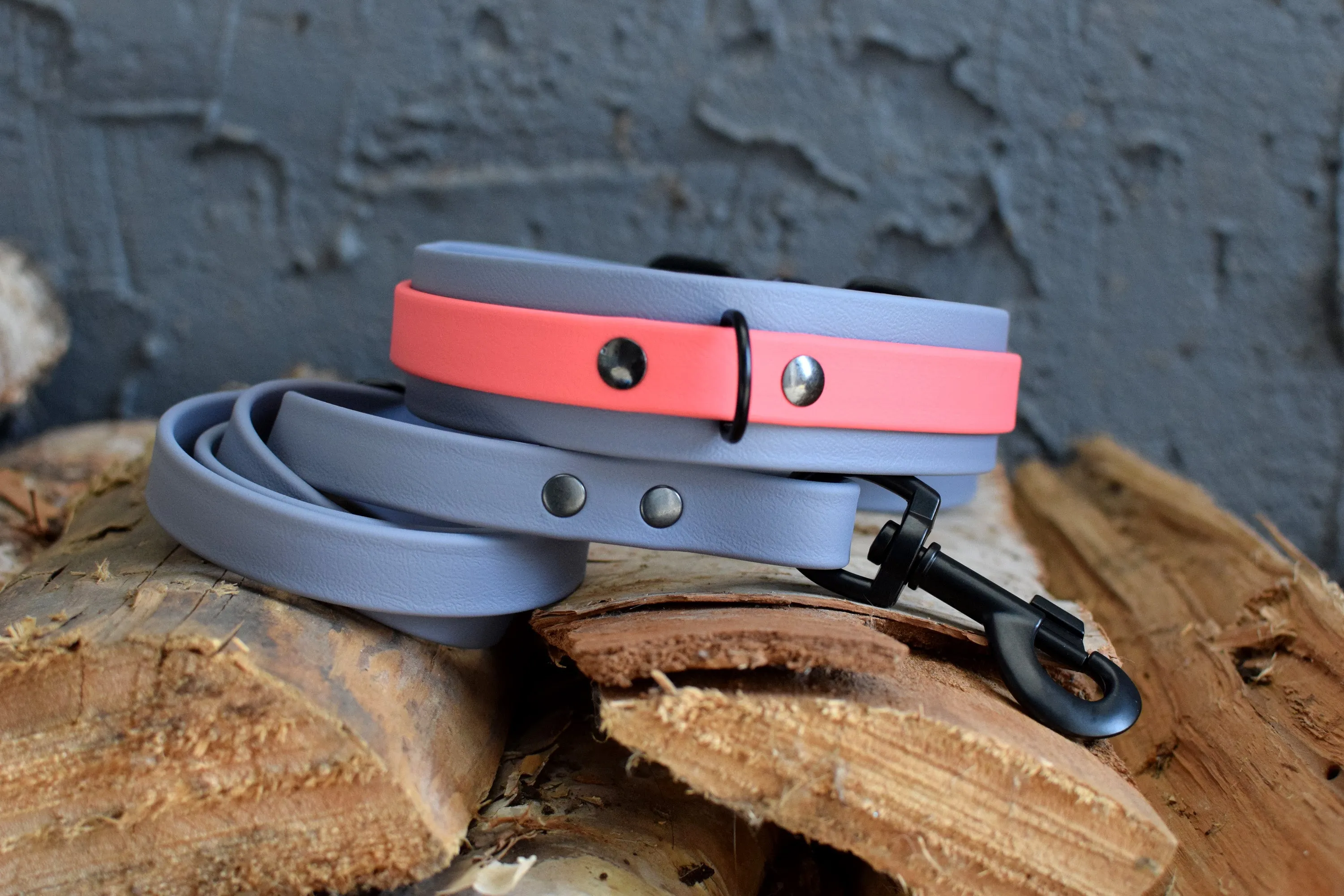 PREMADE COLLECTION - Grey & Black Biothane Dog Leash
